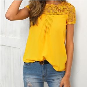 Casual Lace Short Sleeve Blouse